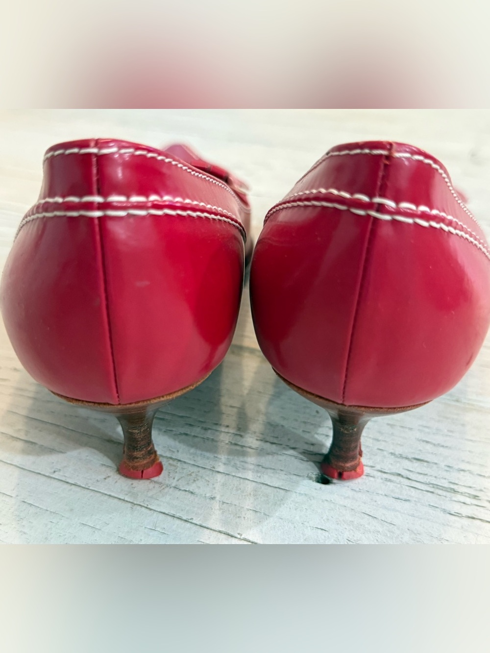 Celine Red Leather Kitten heels size 37 - Picture 9 of 13